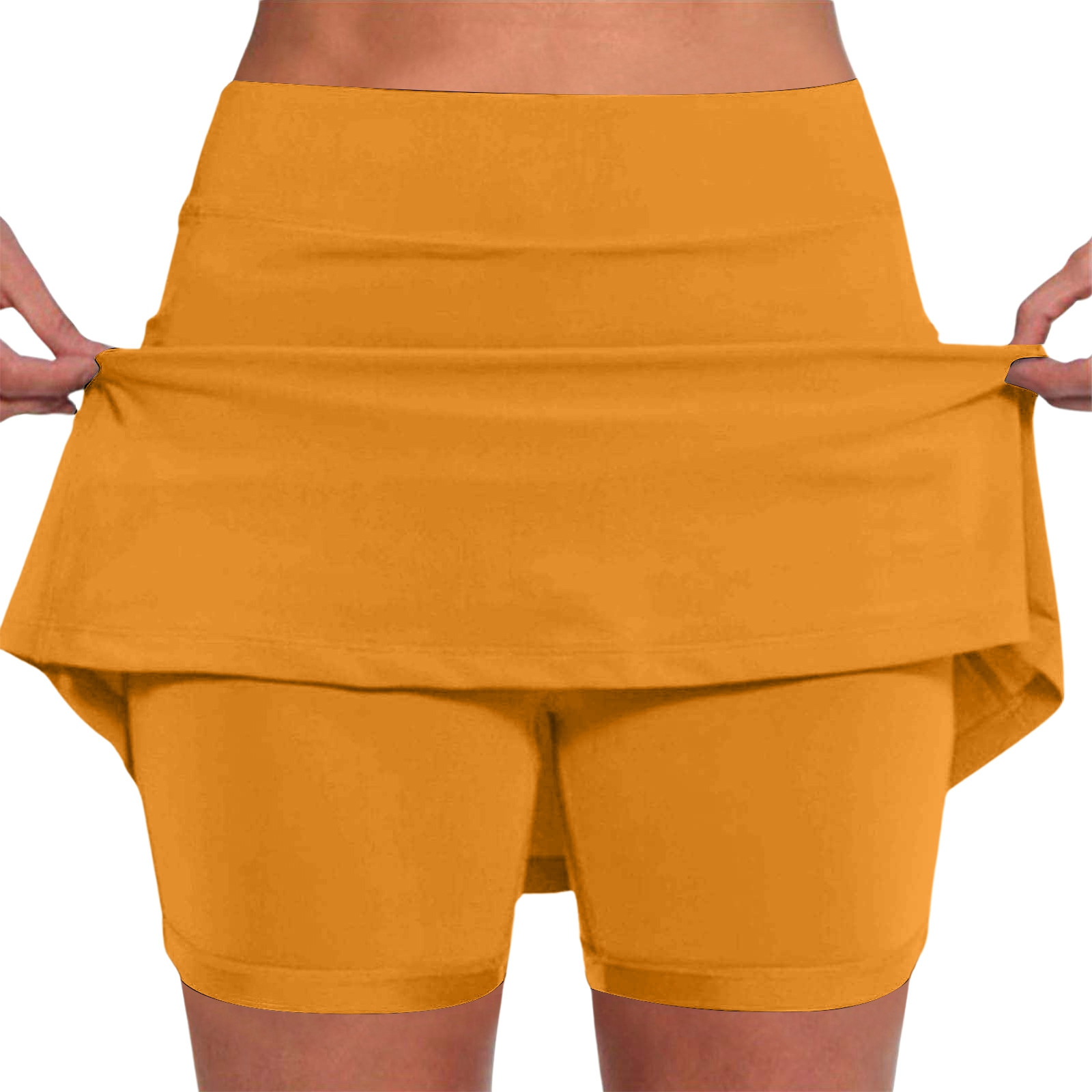 thumbnail image 3 of Falda pantalón de cintura media con bolsillos para mujer - Conjunto informal y deportivo de falda y pantalón corto, 3 of 8